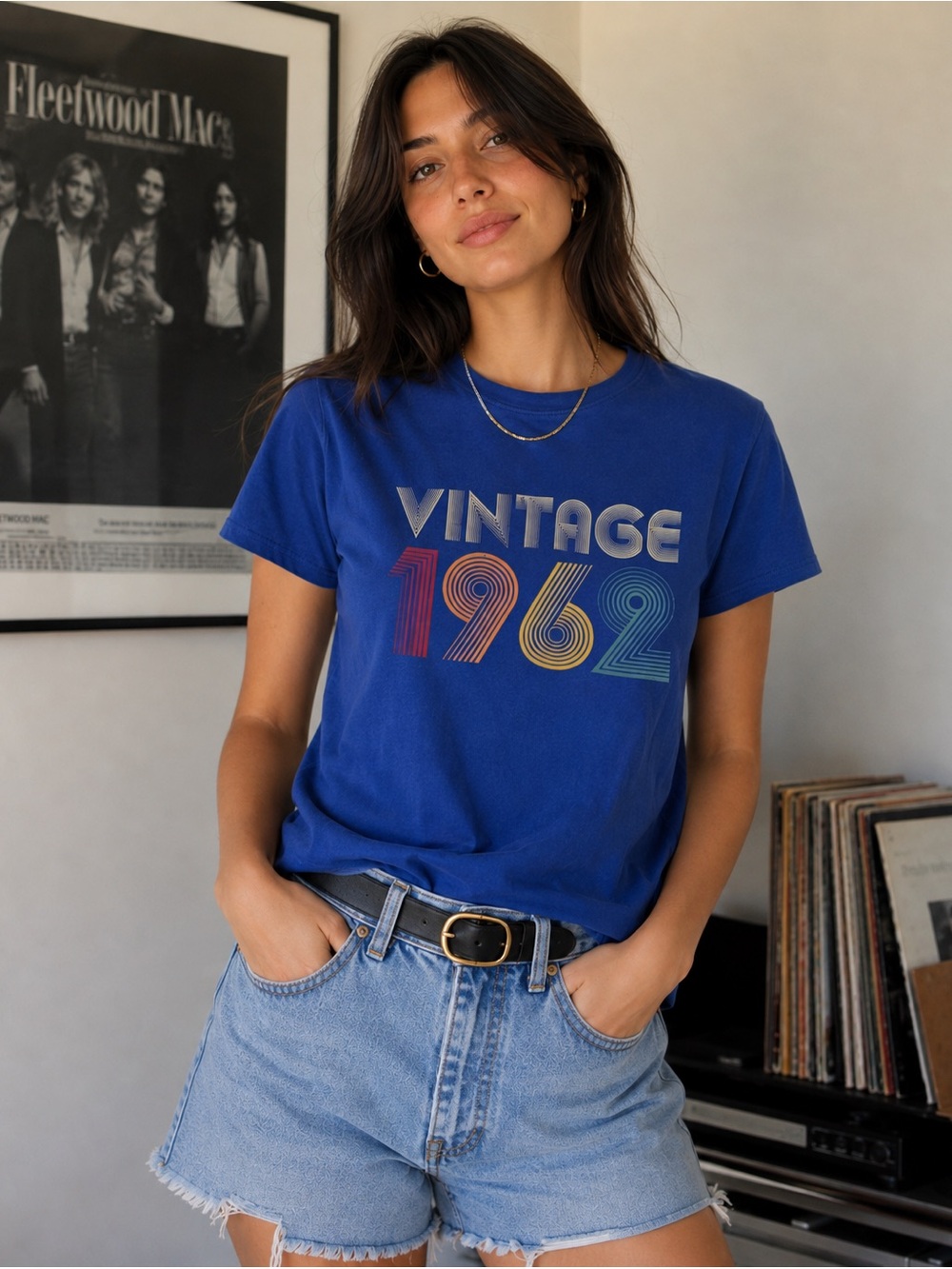 Vintage 1962 Graphic Tee Women’s Small Blue Retro Birthday Short Sleeve T-Shirt